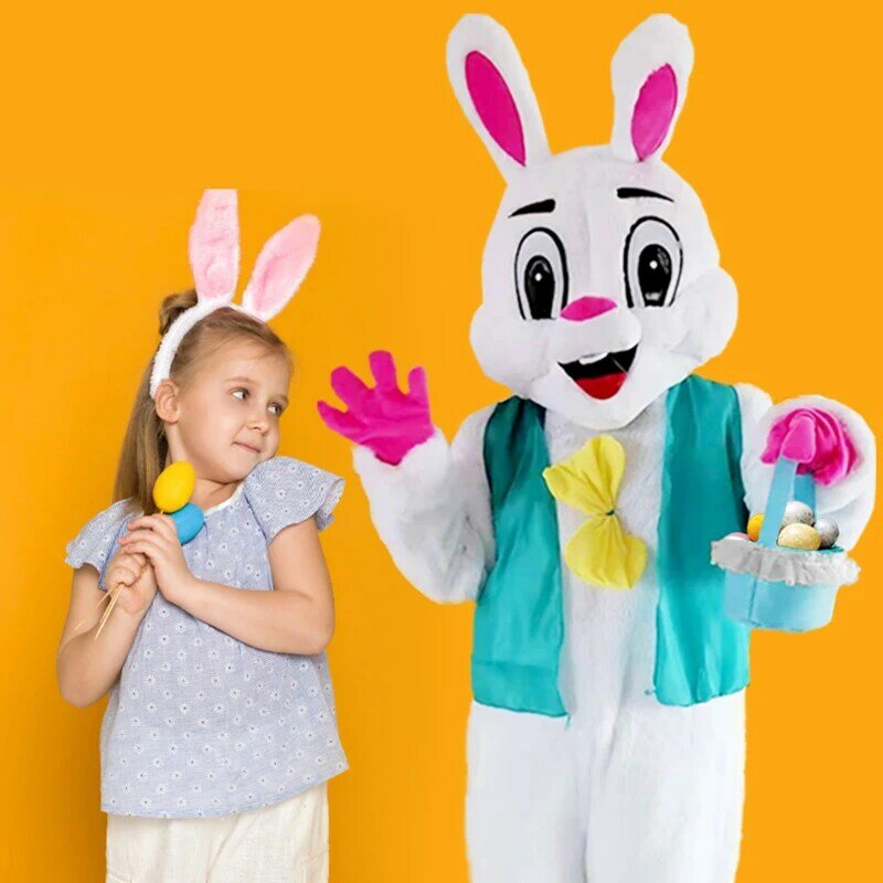 Easter Bunny Rabbit Mascot Costume Set Adult Halloween Fancy Dress Women Men Deluxe Costume Carnival Party Rabbit Cosplay