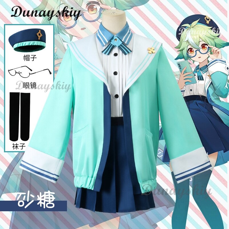 Saccarosio Cosplay Costume parrucca Genshin Impact saccarosio donne carino JK uniformi gioco Suit Halloween Party Outfit per le donne Set completo