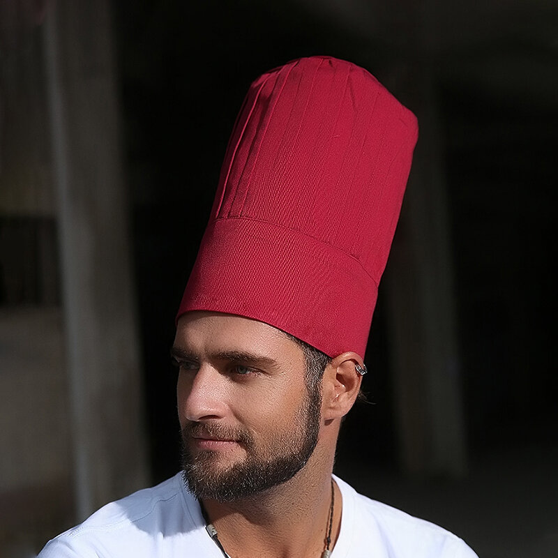 Hotel unisex Chef top hat Catering Cooking Caps Restaurant Man Kitchen Hat Bakery male Waiter Work Hats Adjustable high cap