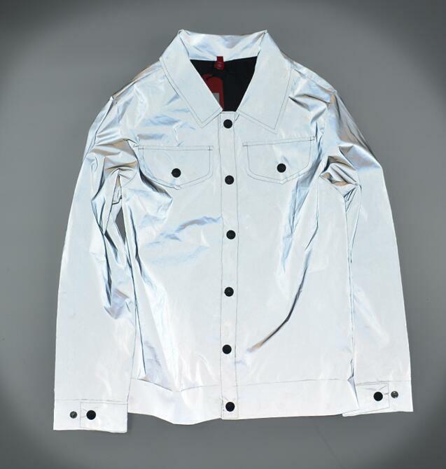 Reflective Shirt Men Spring Blouse Night Jacket 8XL