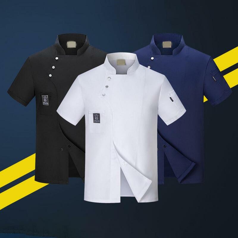 Chef Uniform Short Sleeves Stand Collar Plus Size Bakery Restaurant Chef Uniform Breathable Uniform Kitchen Work Attire