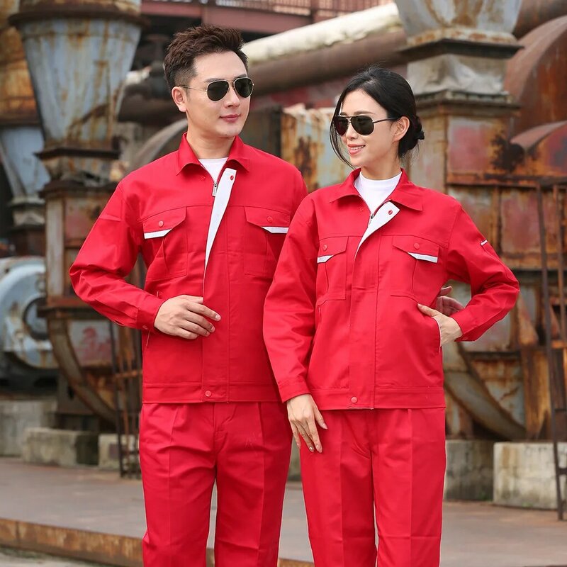 Spring Work Clothing Factory Workshop Durable Uniforms Auto Repair Mechanical Worker Coveralls Plain Color Labor Workwear Cargo