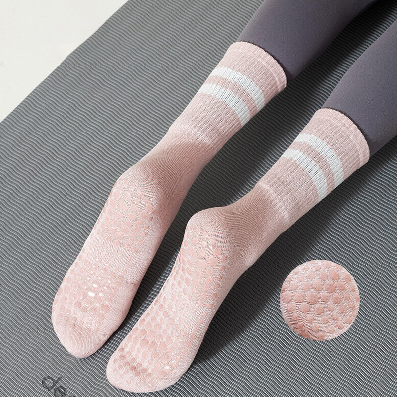 Caldi calzini da Yoga con fasciatura di alta qualità antiscivolo calzini da balletto con smorzamento ad asciugatura rapida buona presa per calzini da Fitness in cotone da donna