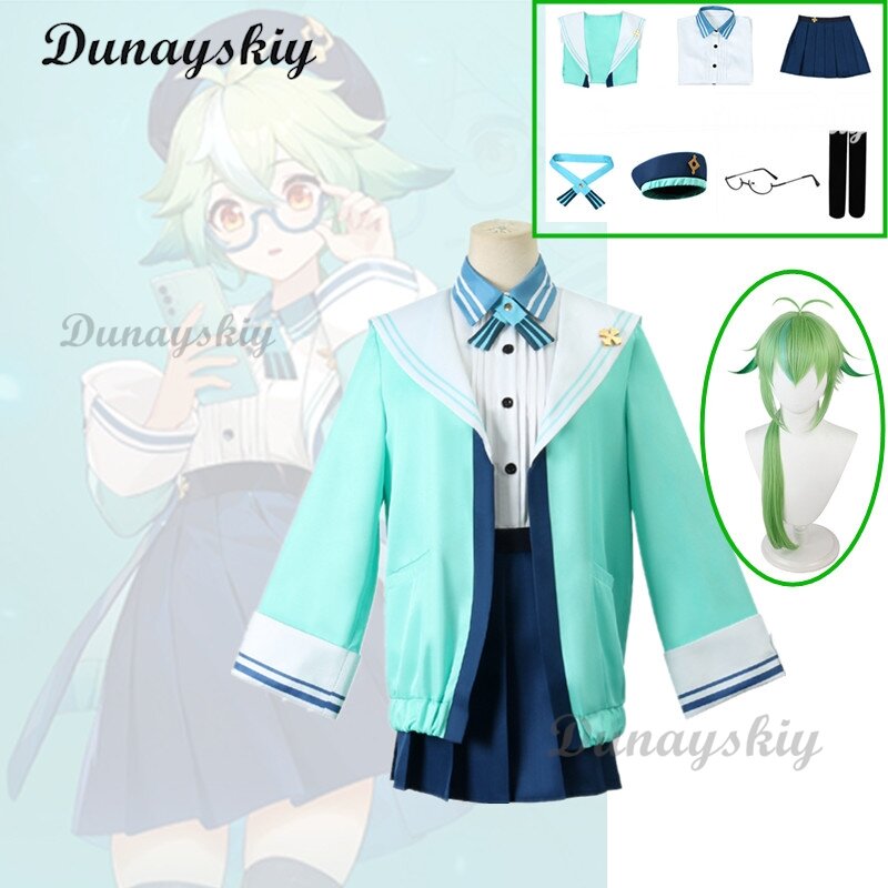 Saccarosio Cosplay Costume parrucca Genshin Impact saccarosio donne carino JK uniformi gioco Suit Halloween Party Outfit per le donne Set completo