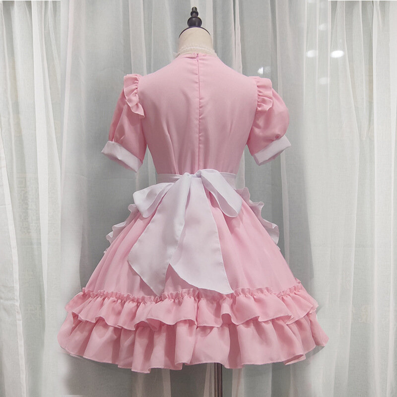 Sexy Lolita Pink Maid Dress Japanese Sweet Women Kawaii Dress Role Play Costume Halloween Party Cosplay Anime Kawaii Clothing