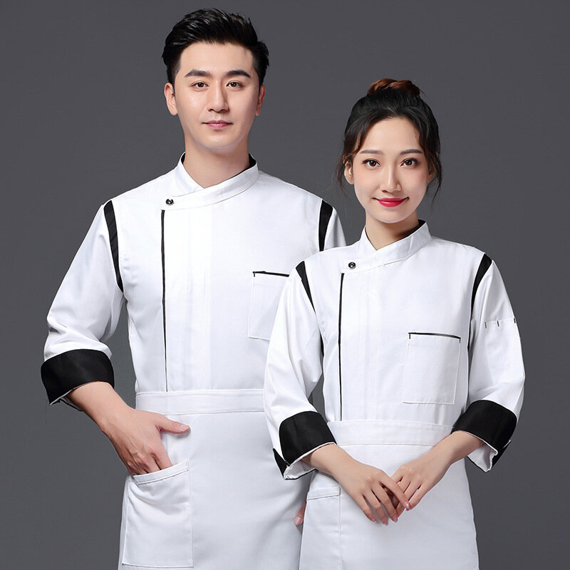 Chef Overalls Long Sleeve Autumn and Winter Clothes Hotel Catering Chinese Western Restaurant Rear Kitchen Chef Chef Uniform Lon