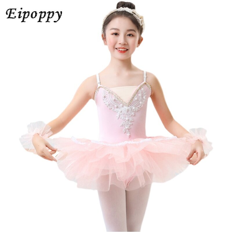 Vestido de balé para meninas, pettiskirt infantil, vestido de dança profissional, traje de dança do pequeno cisne, princesa tule