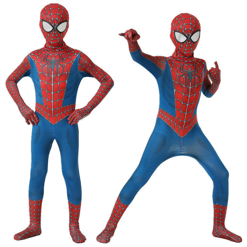 Kids Superhero Spiderman Costume Set 3D Style Halloween Cosplay Bodysuit for Boys and Girls