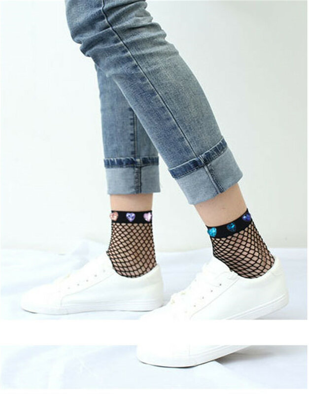 2pairs/4pcs Designs.Chic Streetwear Women's Harajuku Breathable Rivet Fishnet Socks.Sexy out Nets Socks Ladies Mesh Sox Hosiery