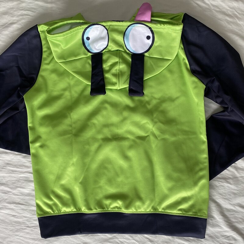 Invader ZIM Cosplay Costume Alien ZIM Gir Doom Hoodies Top Jacket Coat Adult Halloween Zipper Sweatshirts with Ears Halloween