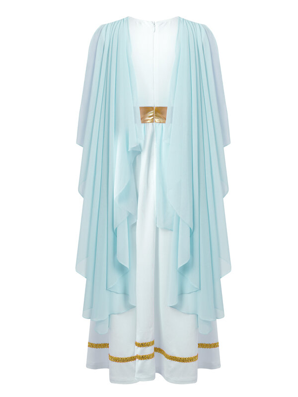 فستان الأميرة اليونانية الرومانية للأطفال ، زي تأثيري توغا اليونانية القديمة ، ثوب بلا أكمام ، فستان تول فلوي للفتيات ، هالوين