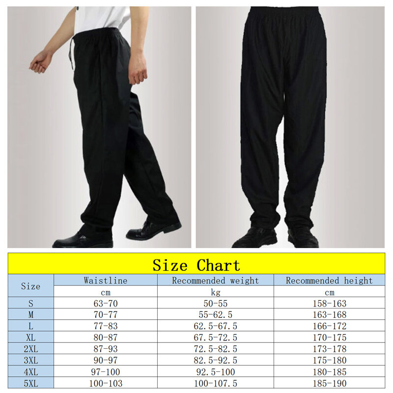Suitable Men Chef Trousers Food Service Work Wear Loose Casual Kitchen Restaurant Hotel Uniform Cook Pants for Man Chef Bottoms