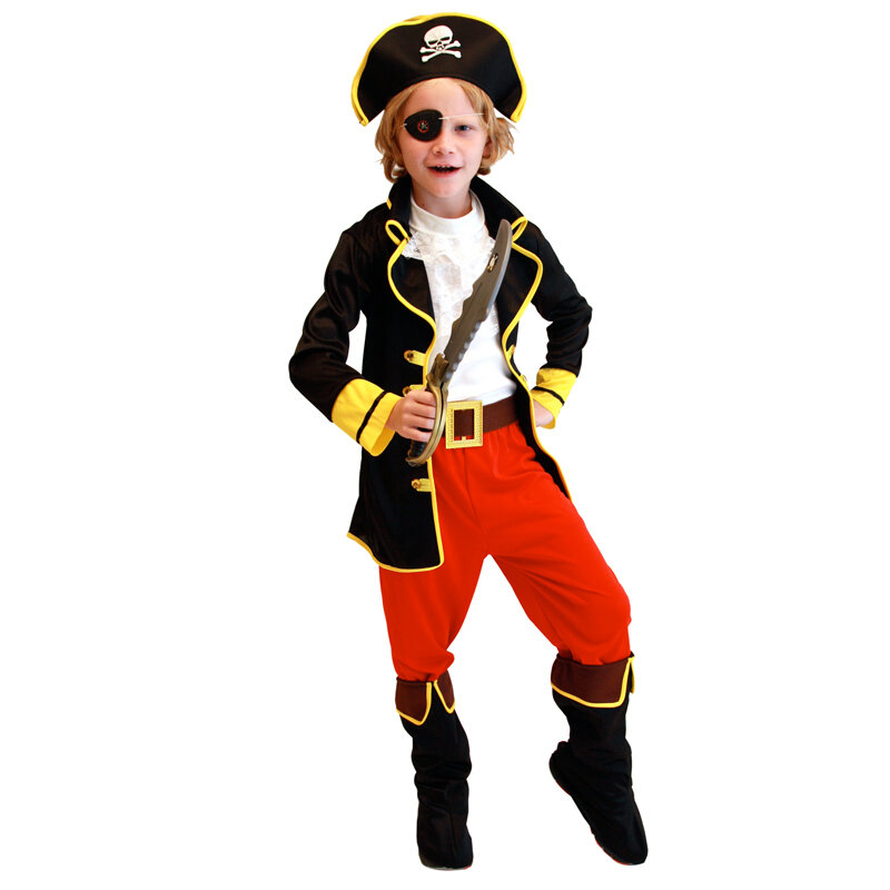 Kids Boys Pirate Costume Children Captain Cosplay Set for Christmas New Year Pirate Clothes No Weapon