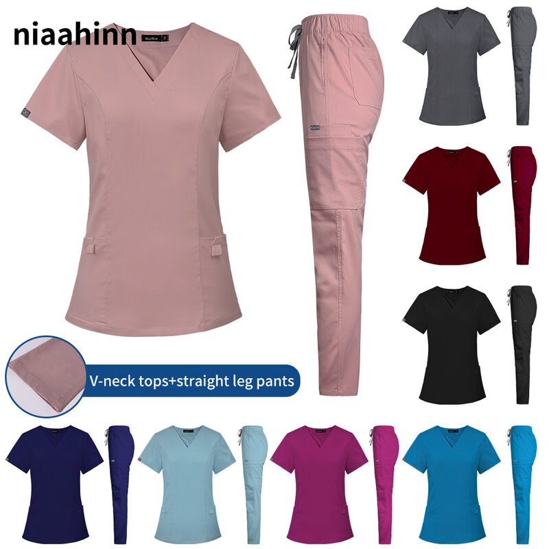 Short Sleeved Hospital Doctor Uniforms Spa Uniforms Dental Clinic Medical Scrubs Suits Pet Grooming Veterinary Nurse Accessories