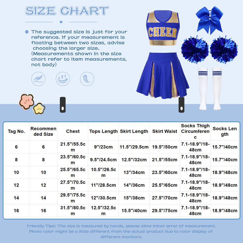 Kids Girls Cheer Leader Halloween Performance Uniform Costume High School Crop Top Pleated Skirt Set Cheerleading Cosplay Outfit