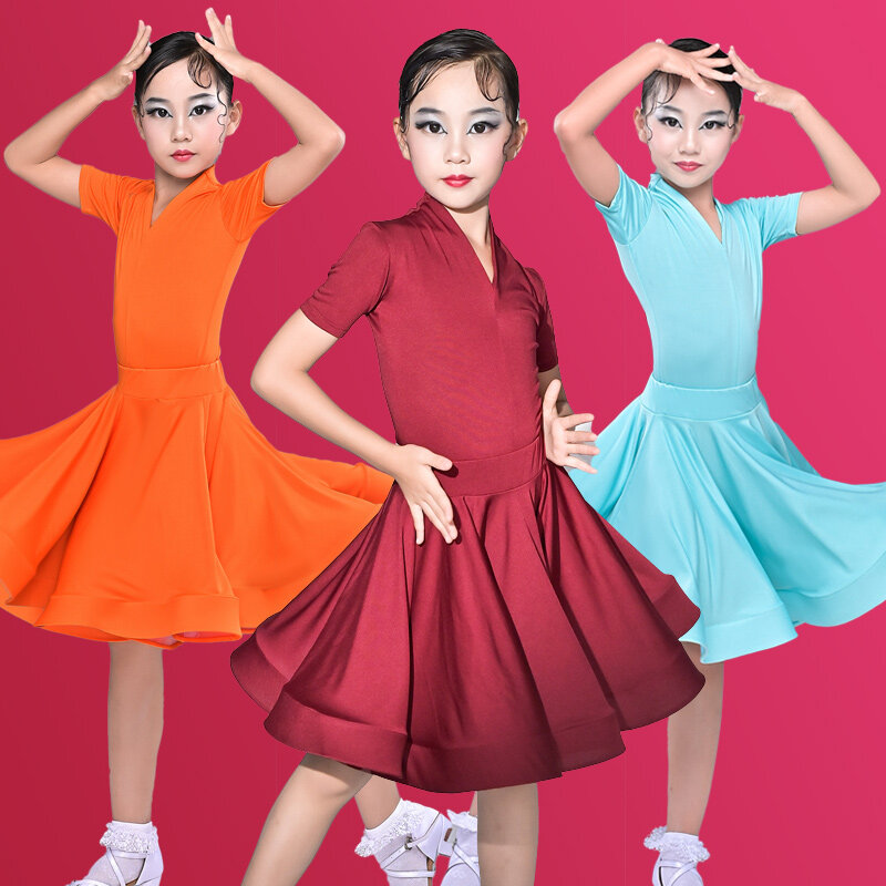 Latin Dance Training Costume Girl New Children's Performance Costume Competition Regulations Latin dance dress