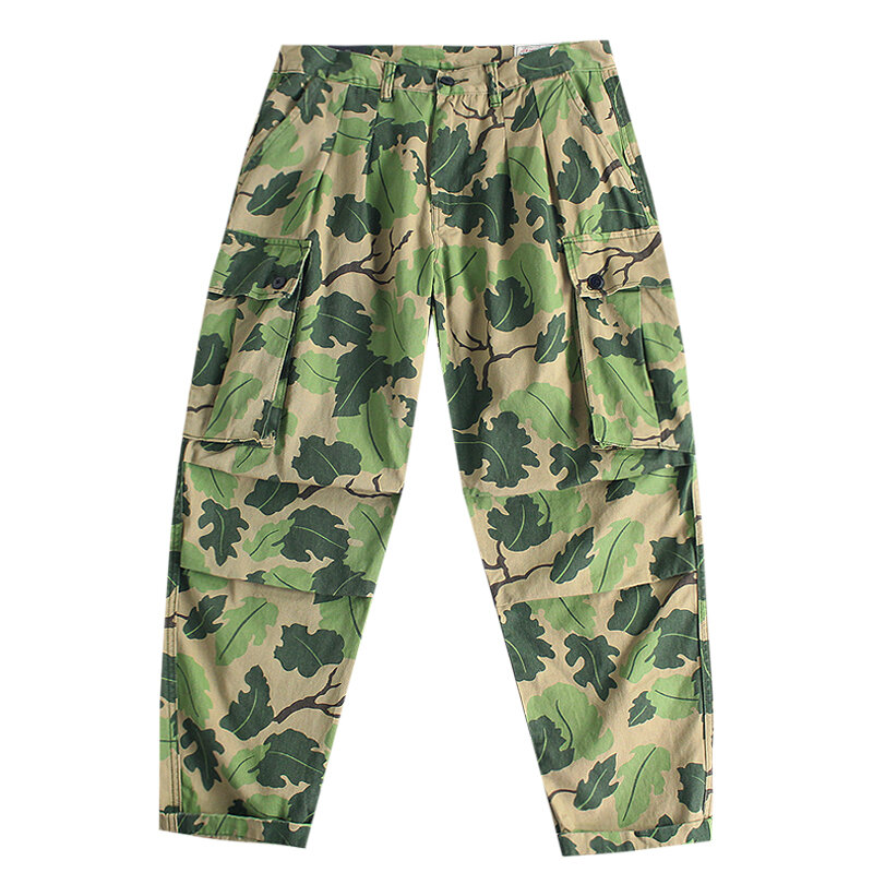 Camouflage Pants Men Spring Green Trouser Leaves Print Cargo Outdoor