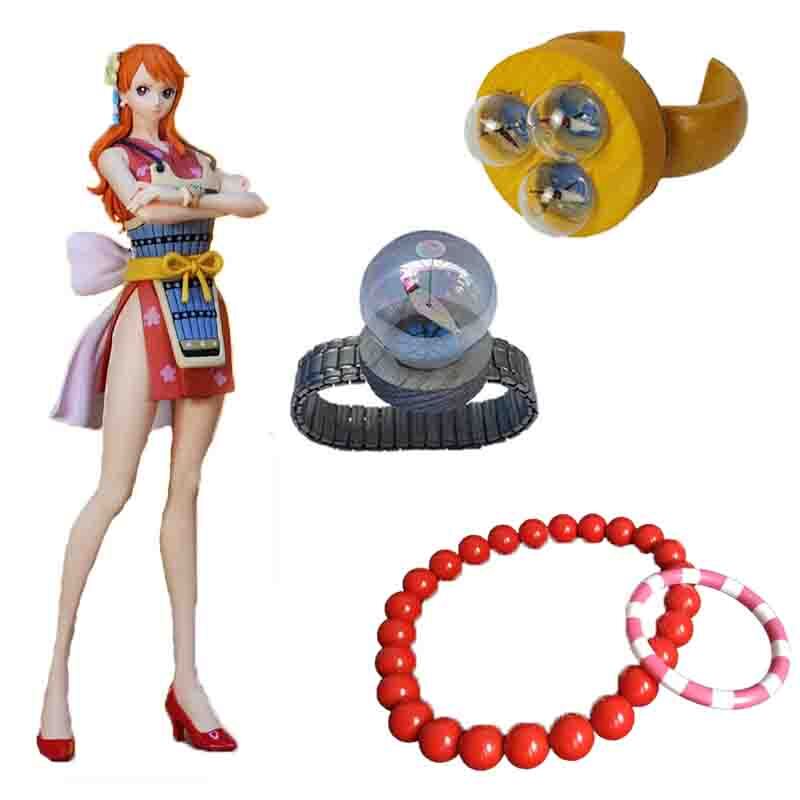 Anime Nami Portgas D. Ace Cosplay puntelli grande collana di perline braccialetto Log Pose Bag gioco di ruolo puntatore accessori per orologi