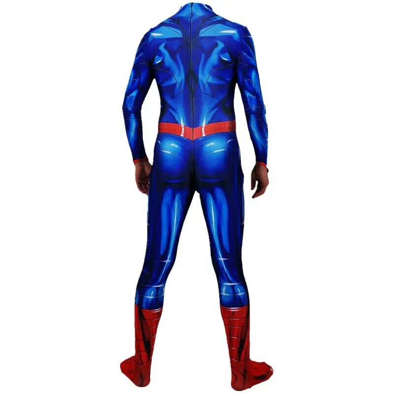 Men Super Heroes Deluxe Muscle Chest Cosplay Costume Hero Spandex Zentai Bodysuit with Cloak 2pcs