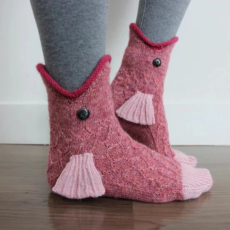 Calcetines de punto de boca ancha para hombre y mujer, calcetín creativo 3D de tiburón, camaleón, Cocodrilo, bonito, novedad, para invierno
