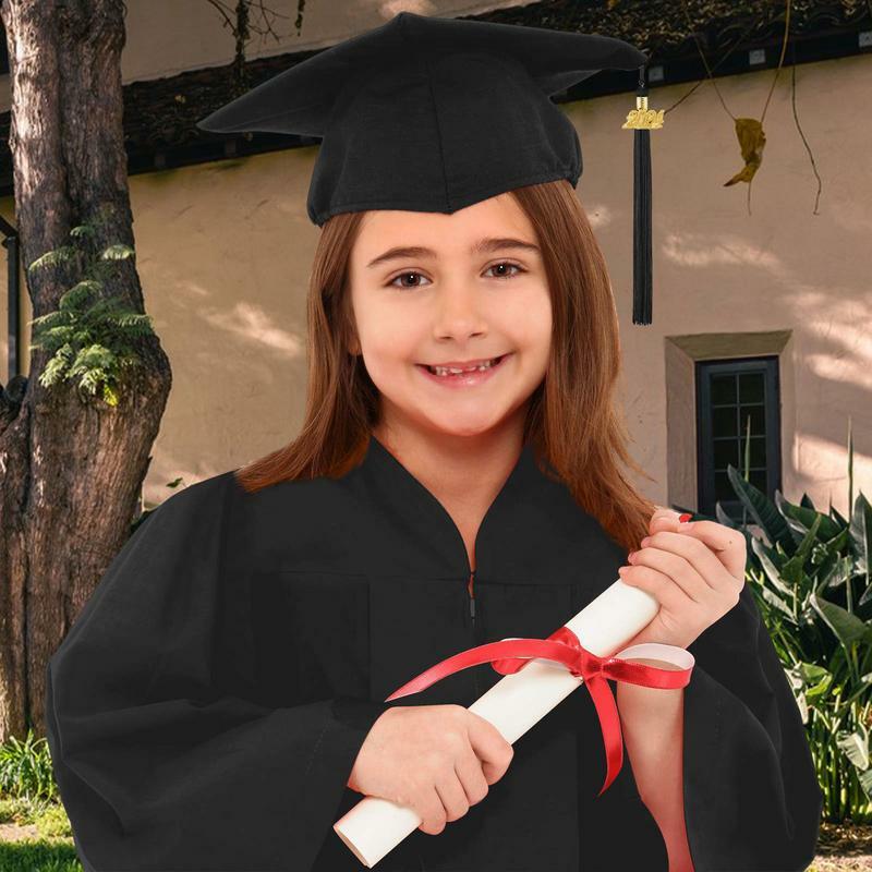 2024 Preschool Graduation Cap Gown Graduation Robes Gown Cap Tassel Set Comfortable Unisex Congrats Grad Outfit for Kindergart