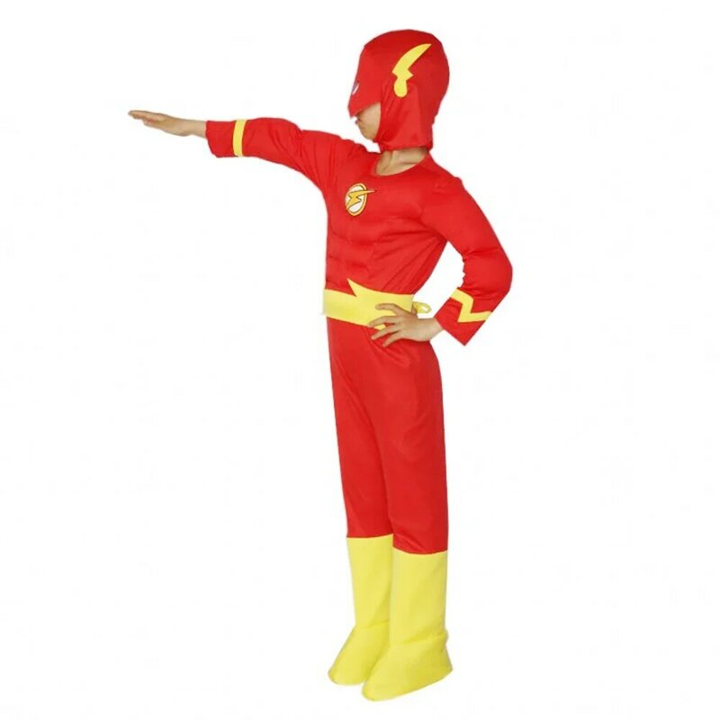 Kids Flash Muscle Superhero Fancy Dress Fantasy Carnival Party Halloween Cosplay Costumes