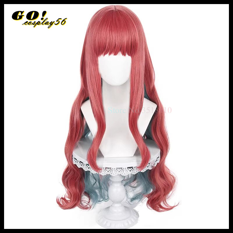 Anne Faulkner Cosplay Wig Paradoxlive anZ Mixed Pink Green 85cm Long Curly Synthetic Hair Game Idols Headwear