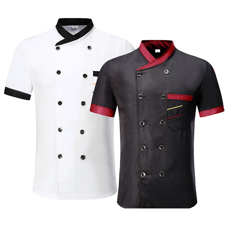Unisex Jacket Men’s Chef Jacket Restaurant Kitchen Soft Uniform Restaurant Hotel Kitchen Cooking Clothes Catering Chef T-Shirts