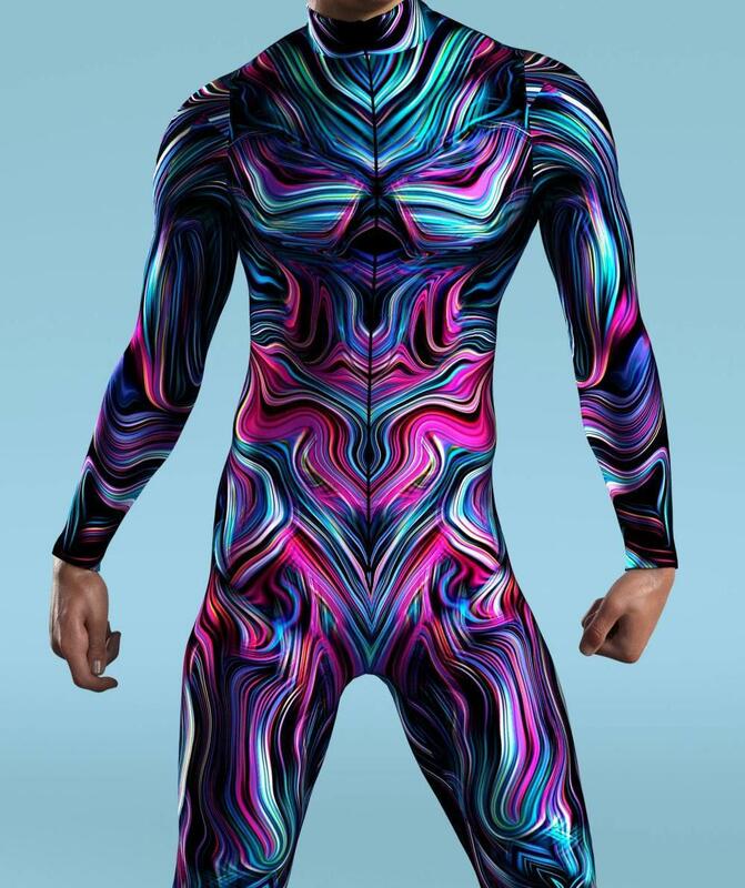 CyberPunk Jumpsuit Cool Colored Drawing Cosplay Bodysuit Steampunk Costume Halloween Party Shows Men Women Zentai Suit