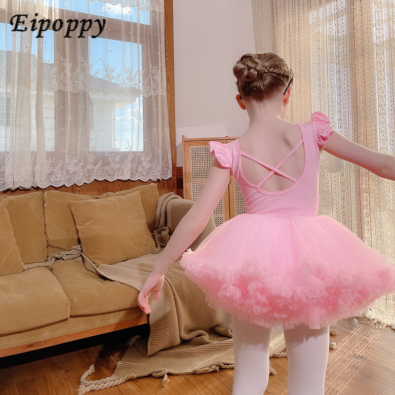 เสื้อผ้าเต้นรำสำหรับเด็กวัยหัดเดินแขนกุดสำหรับผู้หญิงเสื้อผ้าสำหรับฝึกซ้อมไล่ระดับ