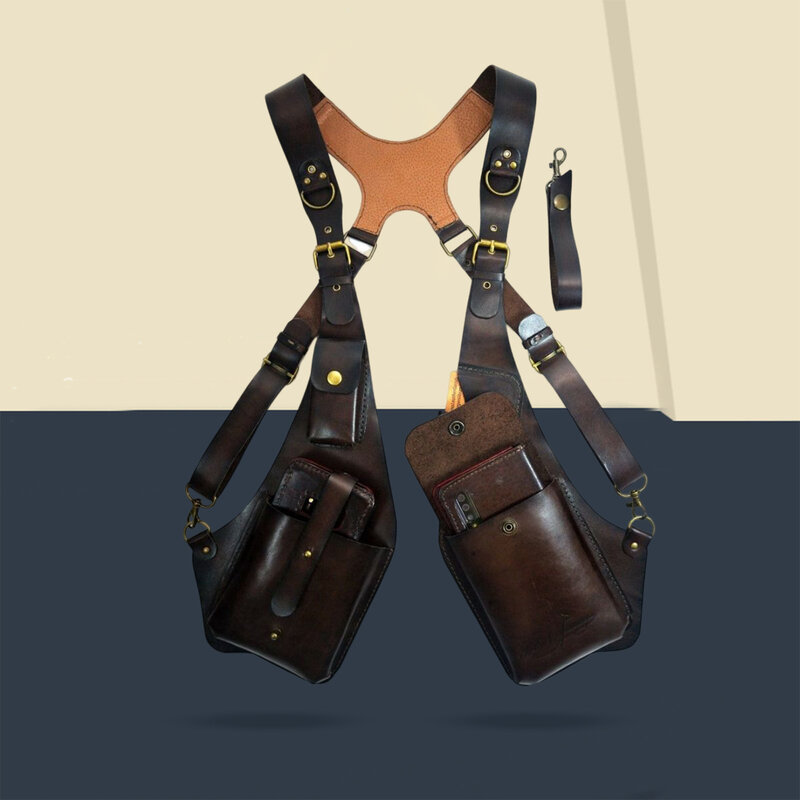Shoulder Harness Bag Steampunk Double Wallet Underarm Bag Waist Pack Anti for Men Women
