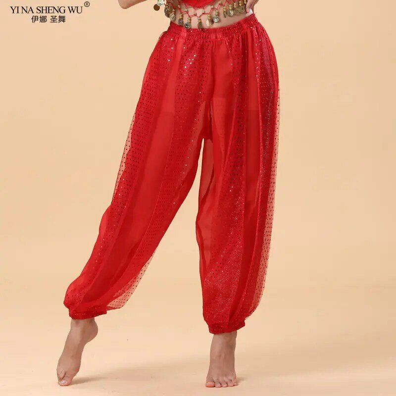 Indian Dance Pants Belly Dance Highlights Chiffon Bloomers Stage Performance Children Adult Girls Dancing Practice Trousers
