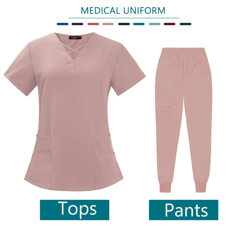 Nurse Quick Dry Unisex Scrubs Hospital Surgery Suit Medical Uniform Spa Clinical Dentist Work Wear