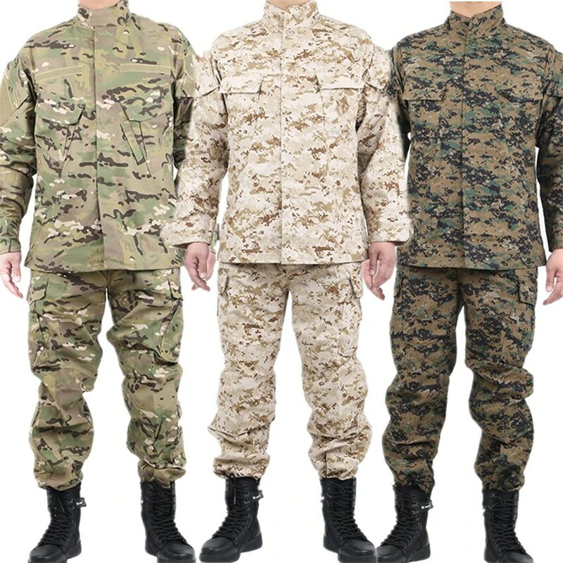 Men Clothing Uniform Windproof Men Clothing Outdoor Camouflage Suits Militar Hunting Suit Safari Coat+Pant Set