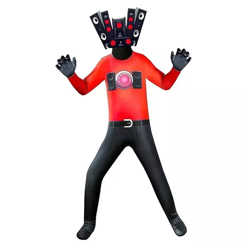 Skibidi Toilet Costume Game Cosplay Speaker Man TV Man Bodysuit Jumpsuit Mask Cosplay Halloween Costumes for Men Kids