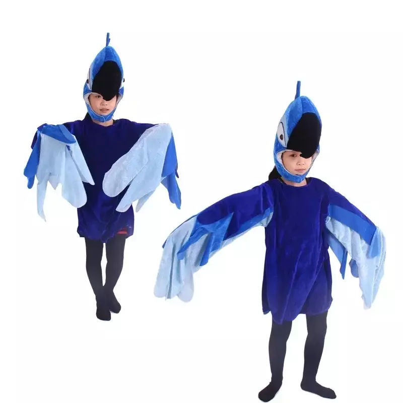 Adult Children Cartoon Animal Parrot Performance Clothing Red Gold Dance Costume Cosplay Props