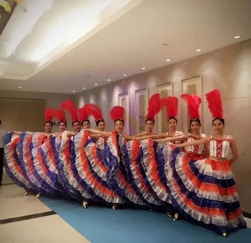 French Can Can Dance Costume Can-can Dresses Headwear Cancan Stage Performance Opening Dance Clothes Outfits