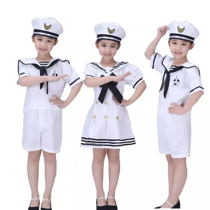 Cosplay Navy Sailor Dress Costumes Kids Army Suit Unisex Scout Uniform Christmas Halloween Dress Up Party Stage Show Dance