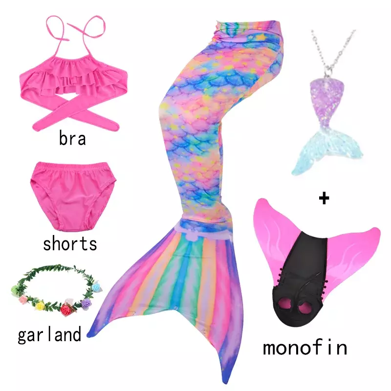 Halloween Kinder die kleine Meerjungfrau Schwänze Kinder Memaid Bikini Badeanzug Girll Geburtstags feier kann Mono flosse für Pool hinzufügen