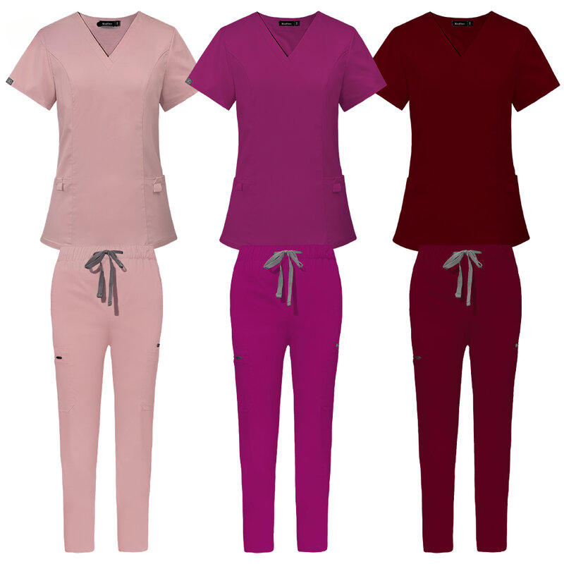 New Arrival Custom Women Nursing Scrub Straight Leg Pants Set Hospital Doctor Sets Women Stylish Slim Fit Hospital Scrub Uniform