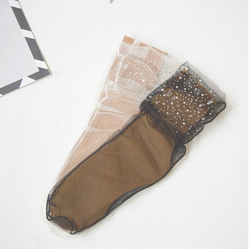 Calzini See Through strass Elastic Lace Glass Silk Mesh Sock calzini alla caviglia calzini corti trasparenti