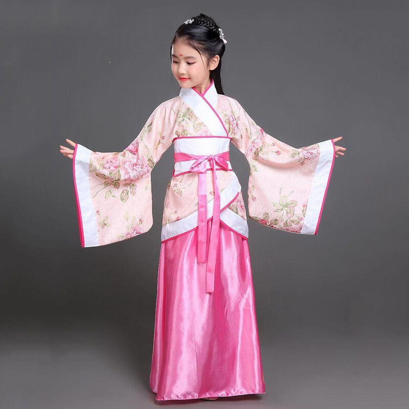 Hanfu Children 2023 Chinese Costume Kids Flower Girl Dresses Traditonal Stage Wear Women Dance Costume Adult Fairy Dress