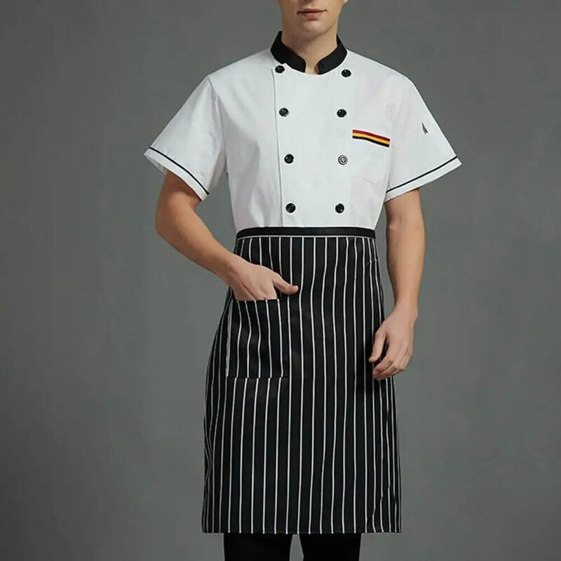 ダブルブレスト長袖シェフエプロンセット、コットンブレンド、プロのシェフの衣装、キッチンとベーカリーのためのシャツ