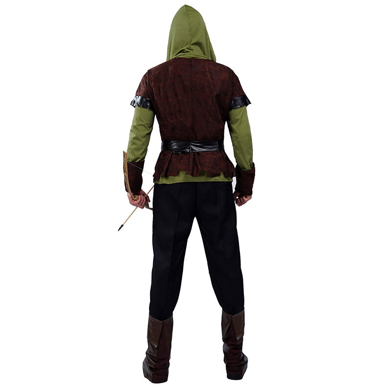 Robin Hood Costume for Man Huntsman Hood Costumes Green Deluxe Cosplay Fancy Suit for Swordsman Costumes Party for Men Boys