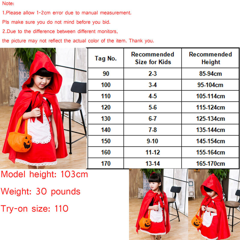 2022 Little Red Riding Hood Costume Cape Halloween Capelet Cosplay Princess Cloak for Fantasia Party Girls Fancy Dress Up Cloak