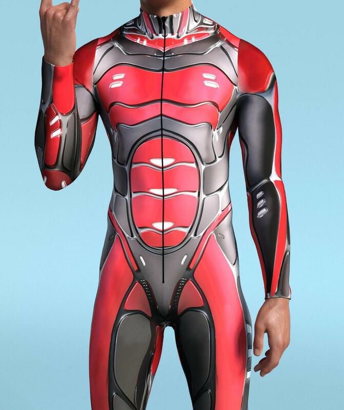 Futuristic Mechanical Armour Jumpsuit Cool Fighter Cosplay Bodysuit Steampunk Costume Halloween Party Shows Men Zentai Suit