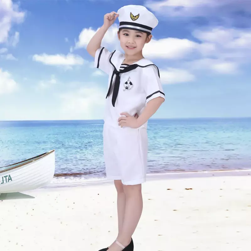 Cosplay Navy Sailor Dress Costumes Kids Army Suit Unisex Scout Uniform Christmas Halloween Dress Up Party Stage Show Dance