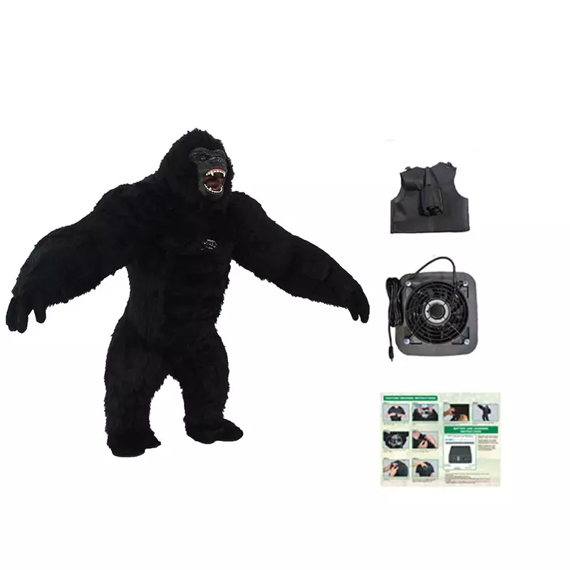 Real Life Inflatable King Kong Costume Full Mascot Suit Giant Adult Fur Gorilla Cosplay Fancy Dress for Events Party