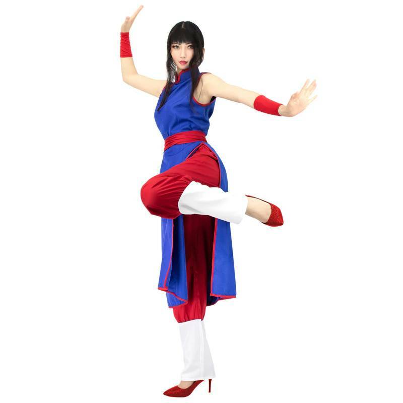 WENAM Hot Anime Chichi Cosplay Costume Sexy Cheongsam Slit Dress Blue Longuette Skirt Halloween Kung Fu Chichi Flight Wear