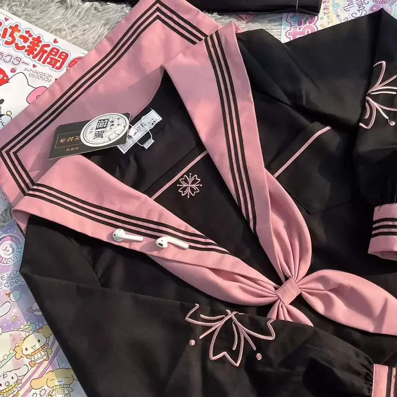 Girls Cosplay School Uniforms in Pink and Black JK Style Long and Short-sleeved Sailor Suit Japanese College Style Sweet Anime